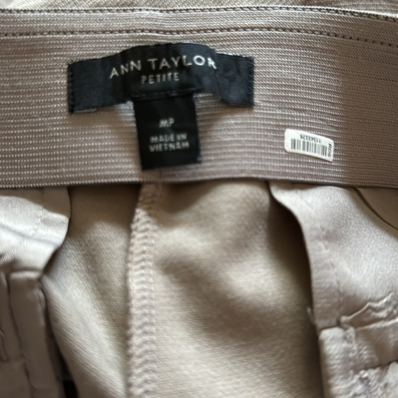 Ann Taylor tan elastic hidden waist band dude zipper straight pointe pants Sz MP - Picture 4 of 5